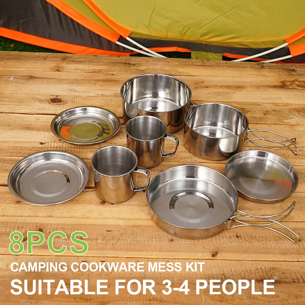 Camping Cooking Mess Kit - For 8PCS Camping Cookware Mess Kit