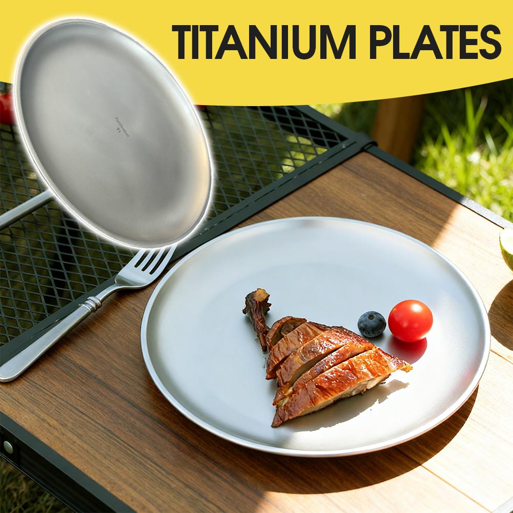 Camping Cooking Disc - 20CM Titanium Camping Plate Multi-Purpose Camping