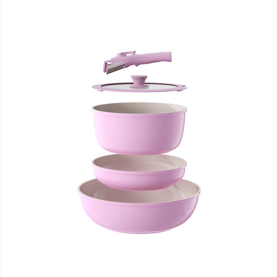 Camping Cooking Set Detachable Handle - Pots and Pans Set Non Stick,