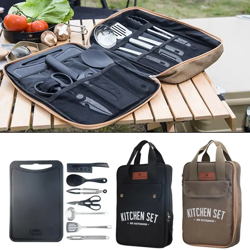 Camping Cooking Container - 8pcs Camping Kitchen Cookware Set Portable