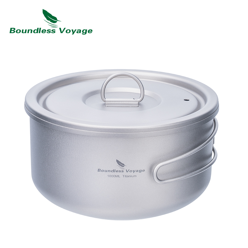 Camping Cooking Container - Boundless Voyage Titanium Camping Pot with