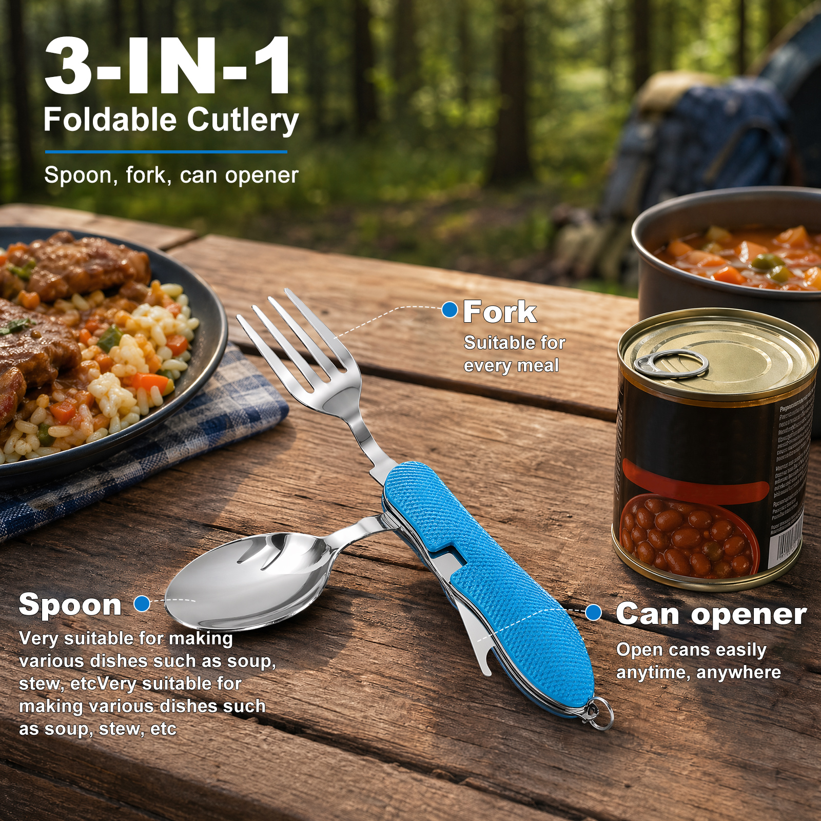 Multifunction 3 in 1 Camping U - Camping Cooking And Cutlery Set ulasan dan harga