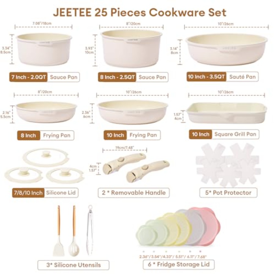 25pcs Non Stick Detachable Han - Camping Cooking Set Detachable Handle ulasan dan harga
