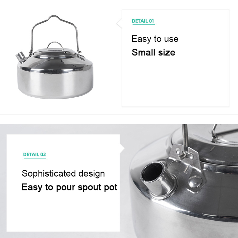 Outdoor Stainless Steel Kettle - Camping Cooking One Pot ulasan dan harga
