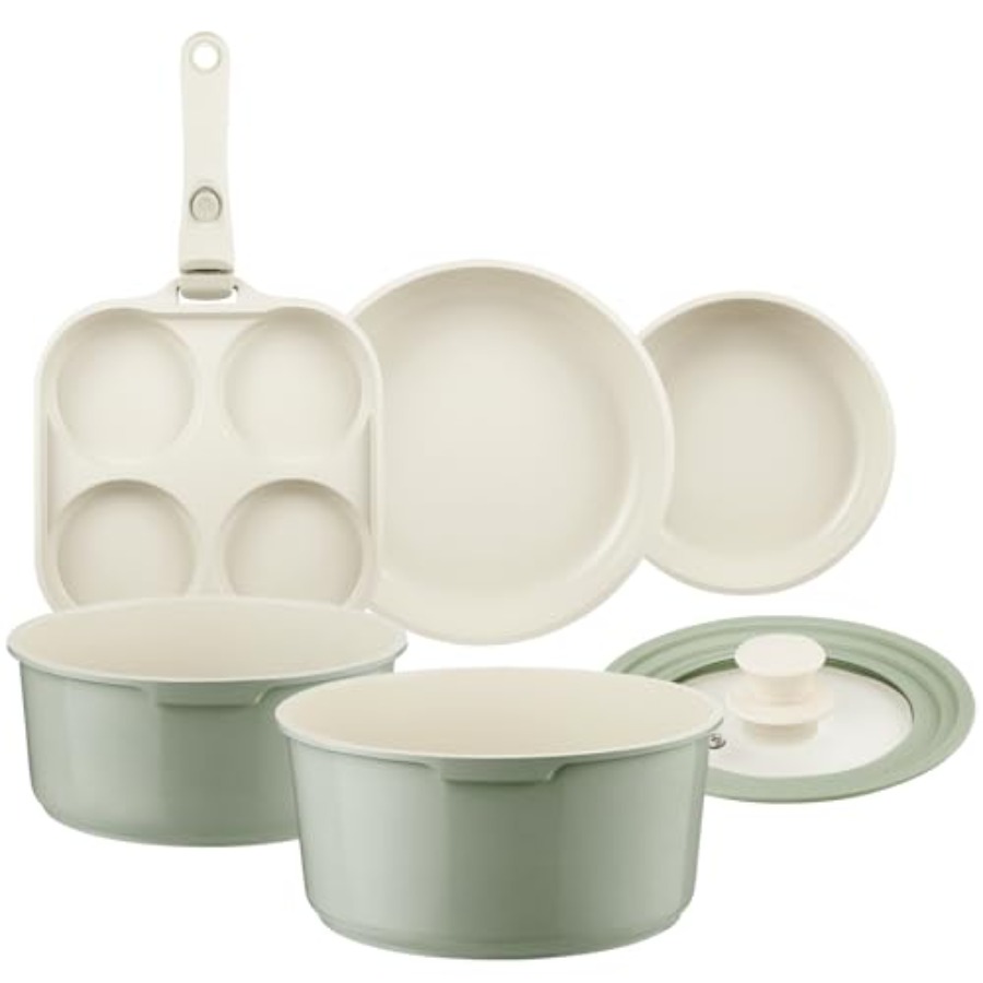 Ceramic Pots and Pans Set Non  - Camping Cooking Set Detachable Handle ulasan dan harga