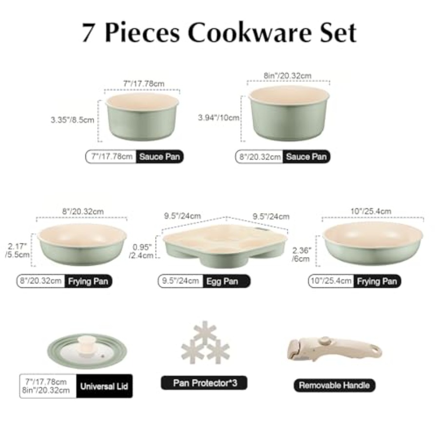 Ceramic Pots and Pans Set Non  - Camping Cooking Set Detachable Handle ulasan dan harga