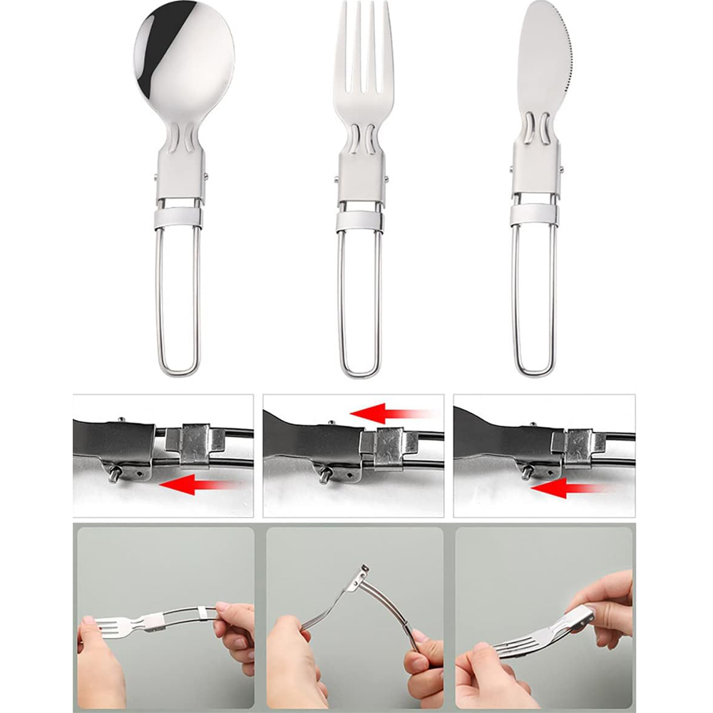 Camping Flatware Sets Stainles - Camping Cooking And Cutlery Set ulasan dan harga