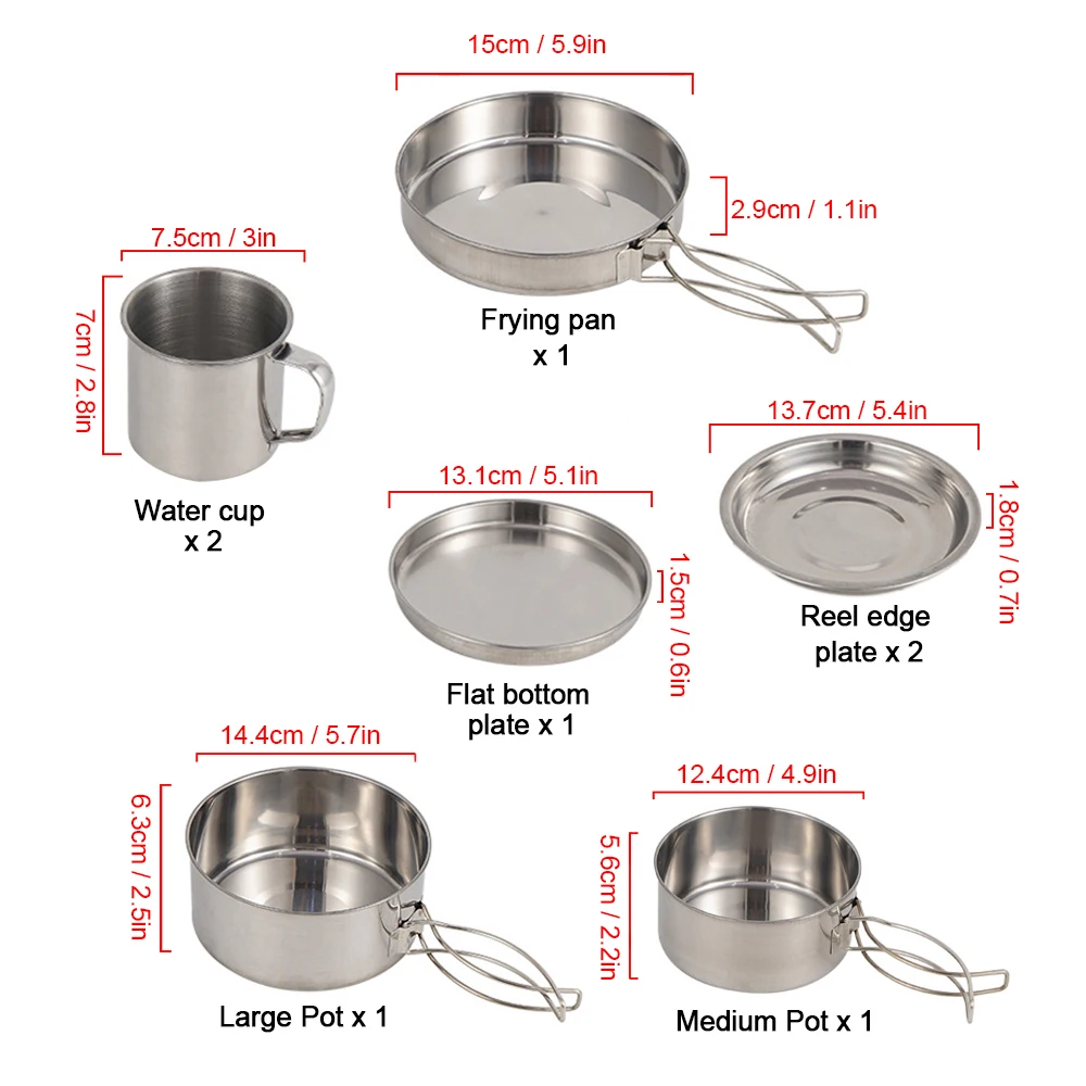 For 8PCS Camping Cookware Mess - Camping Cooking Mess Kit ulasan dan harga