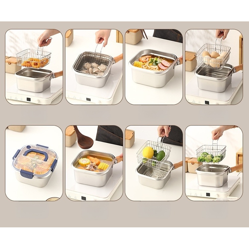 1 Set 316 Stainless Steel Squa - Camping Cooking Set Detachable Handle ulasan dan harga