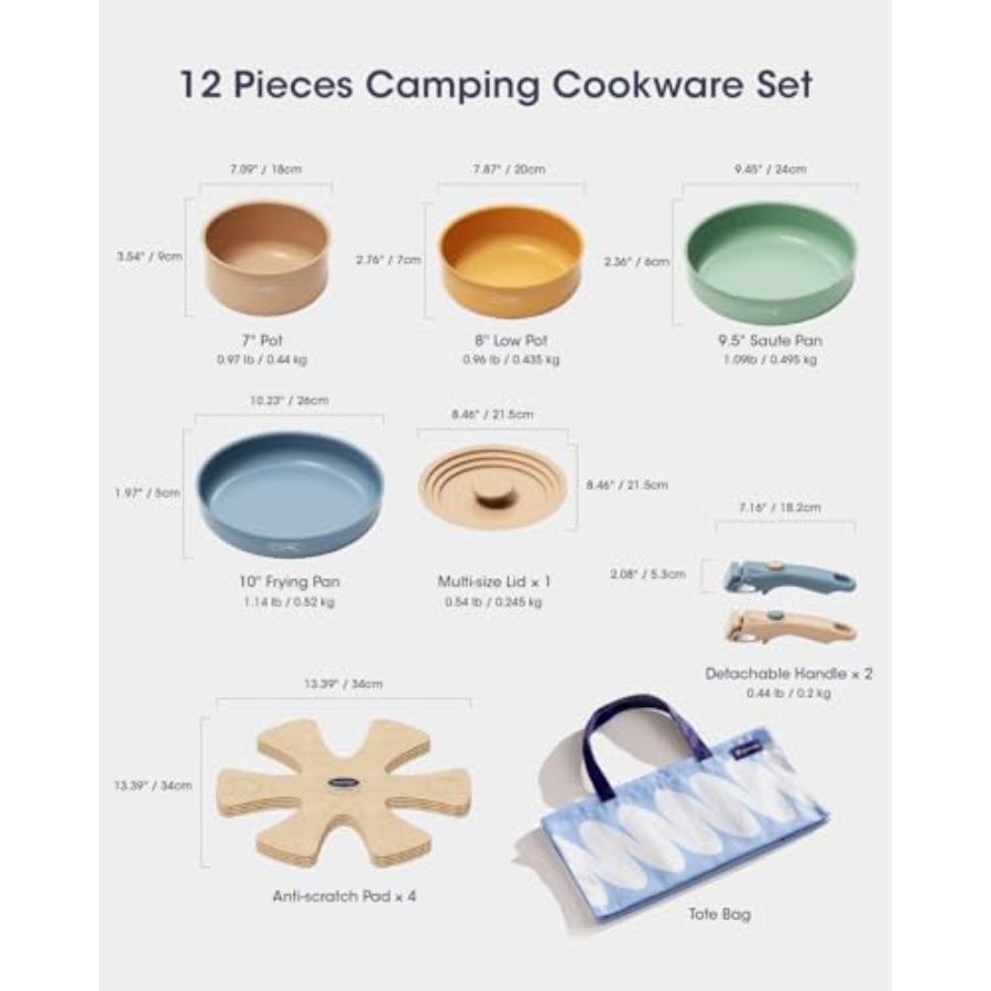 Ceramic Cookware Set Detachabl - Camping Cooking Set Detachable Handle ulasan dan harga