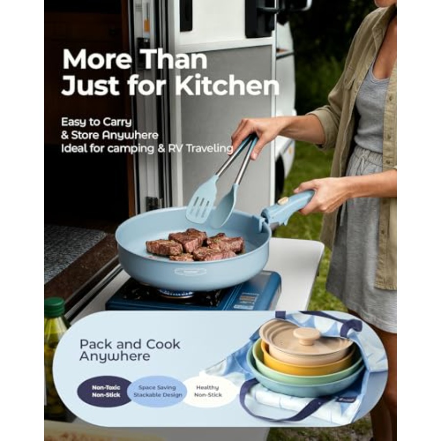 Ceramic Cookware Set Detachabl - Camping Cooking Set Detachable Handle ulasan dan harga