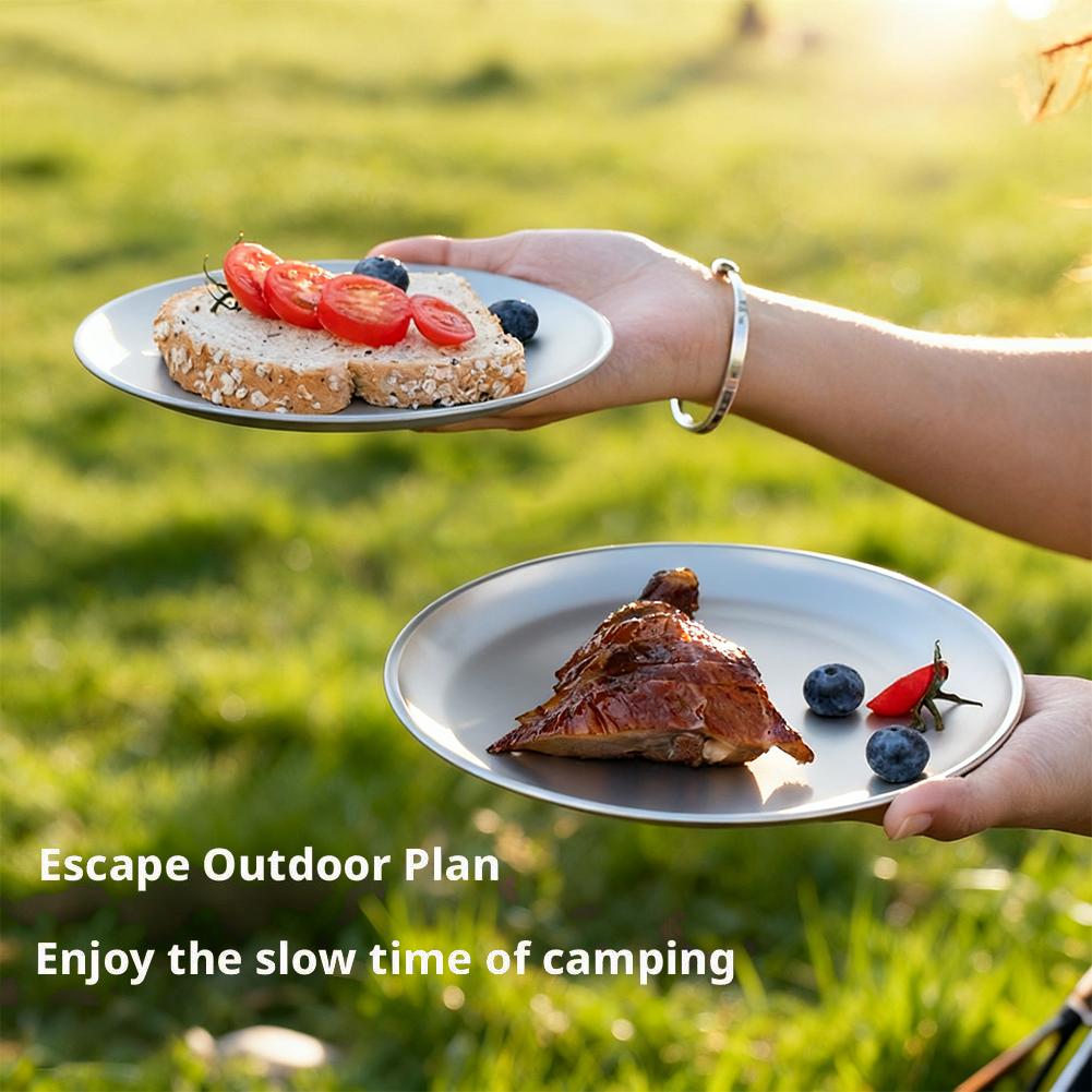 20CM Titanium Camping Plate Mu - Camping Cooking Disc ulasan dan harga