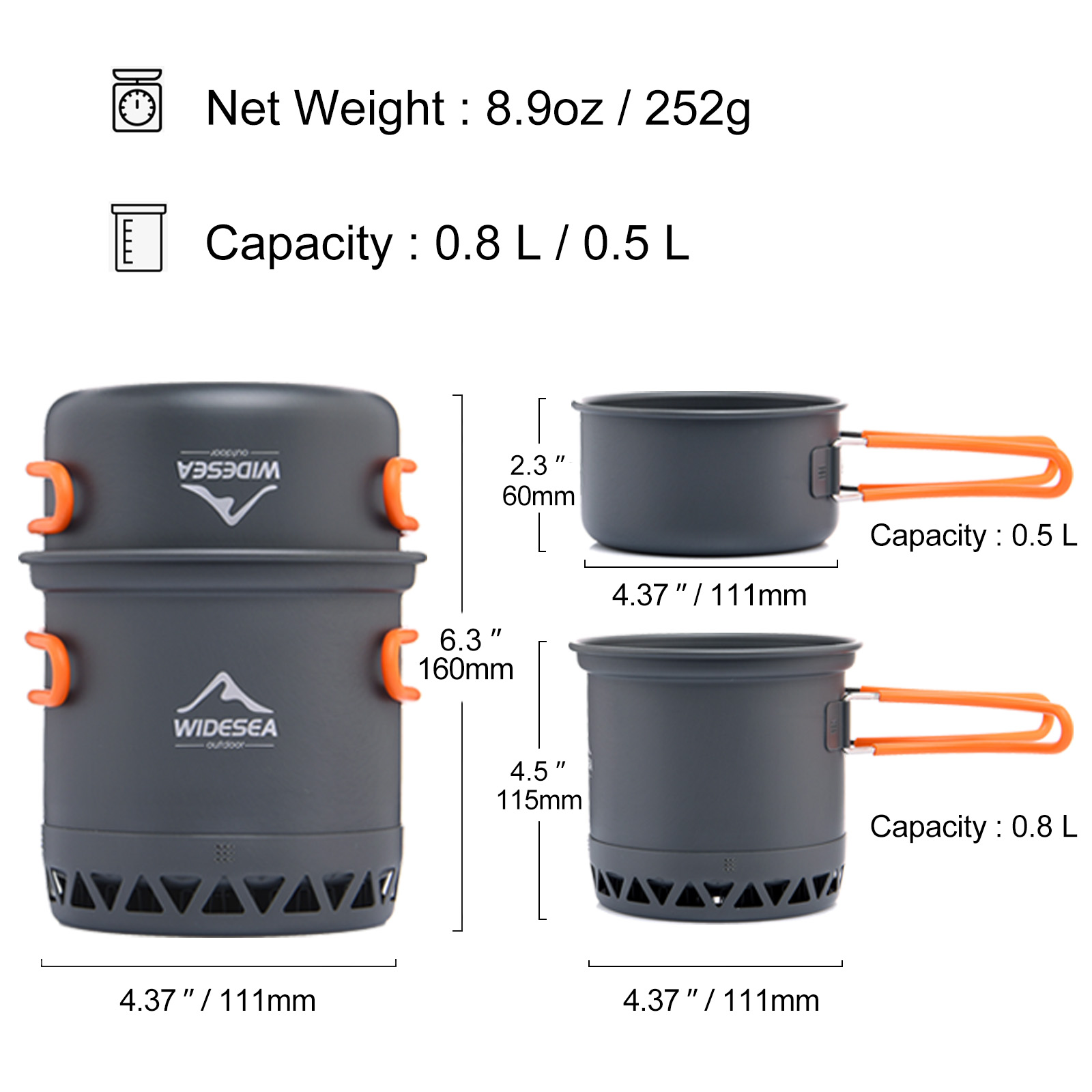 Widesea Camping Pot 1.3L 2.3L  - Camping Cooking Set Jetboil ulasan dan harga