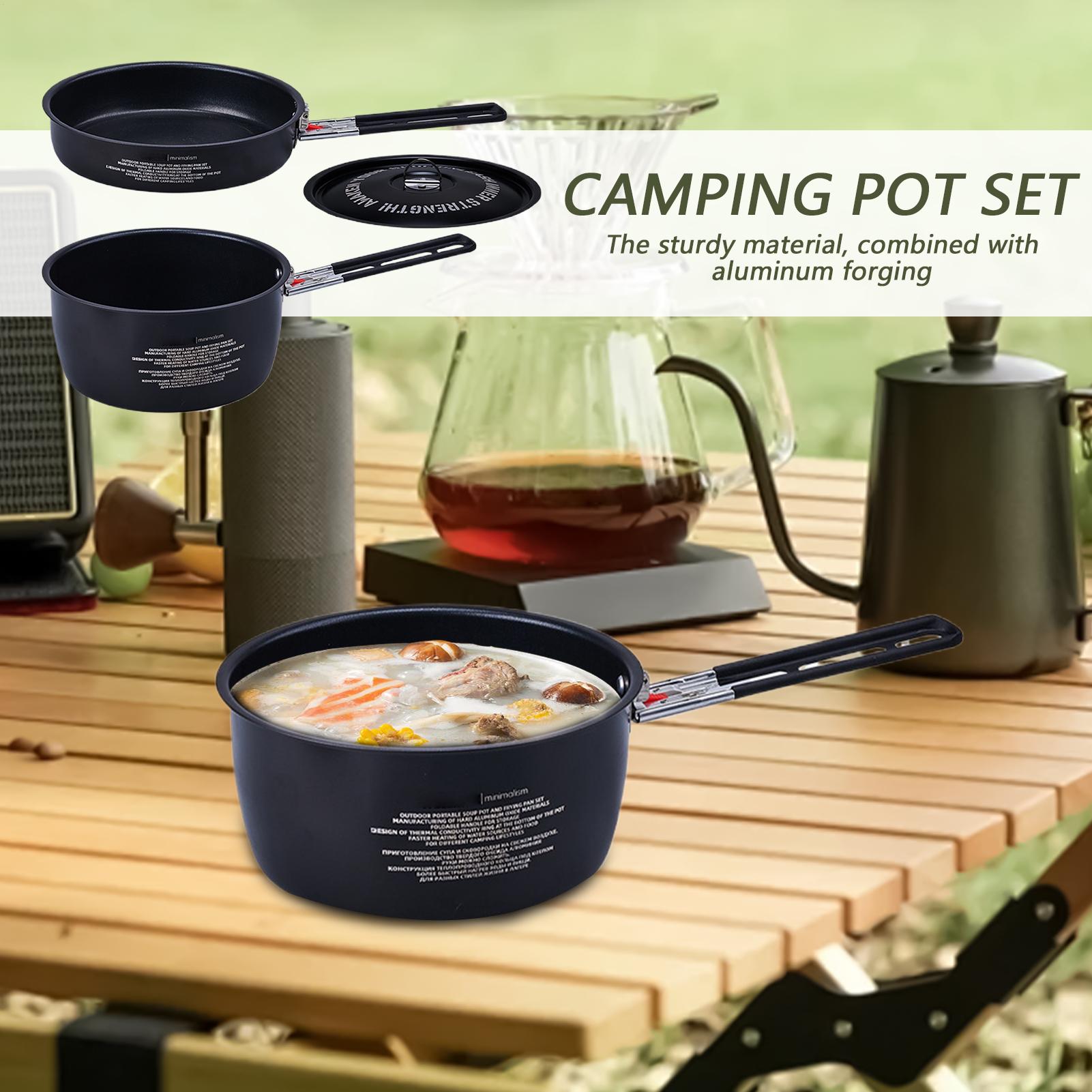 Camping Cookware Set Camping F - Camping Cooking Set Detachable Handle ulasan dan harga