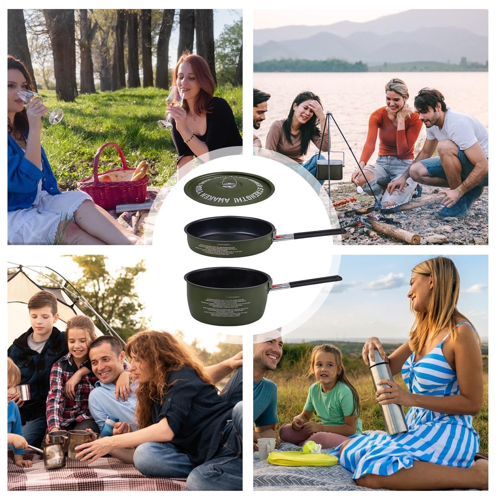 Camping Cookware Set Camping F - Camping Cooking Set Detachable Handle ulasan dan harga
