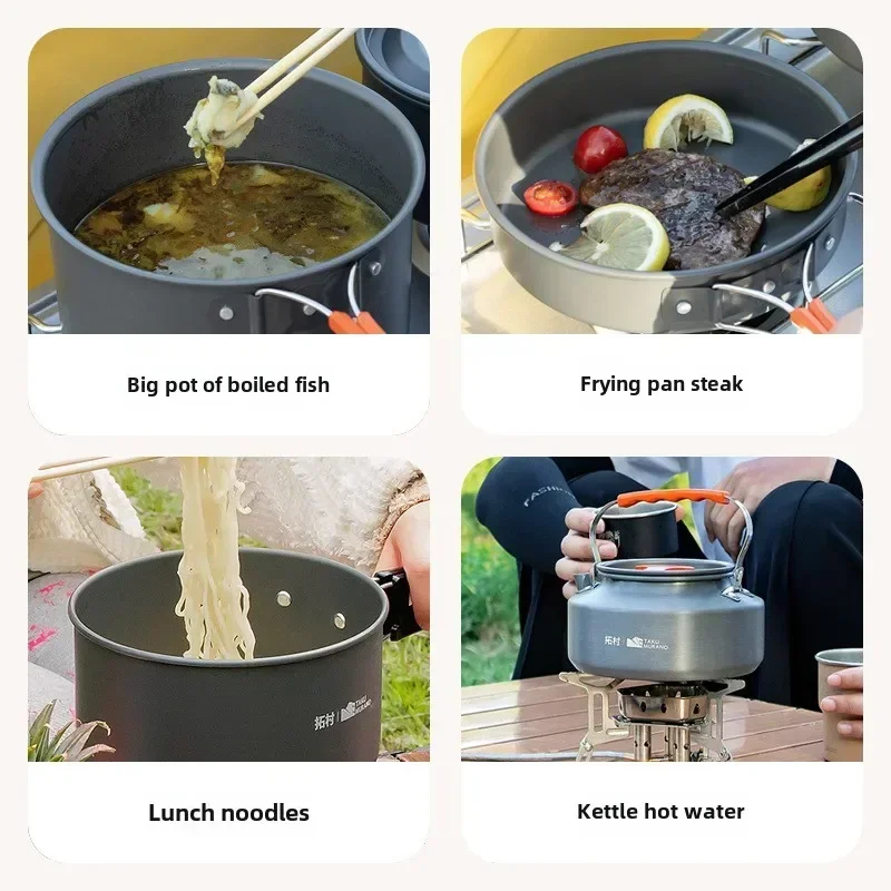 10PCS Ultralight Aluminum Camp - Camping Cooking One Pot ulasan dan harga