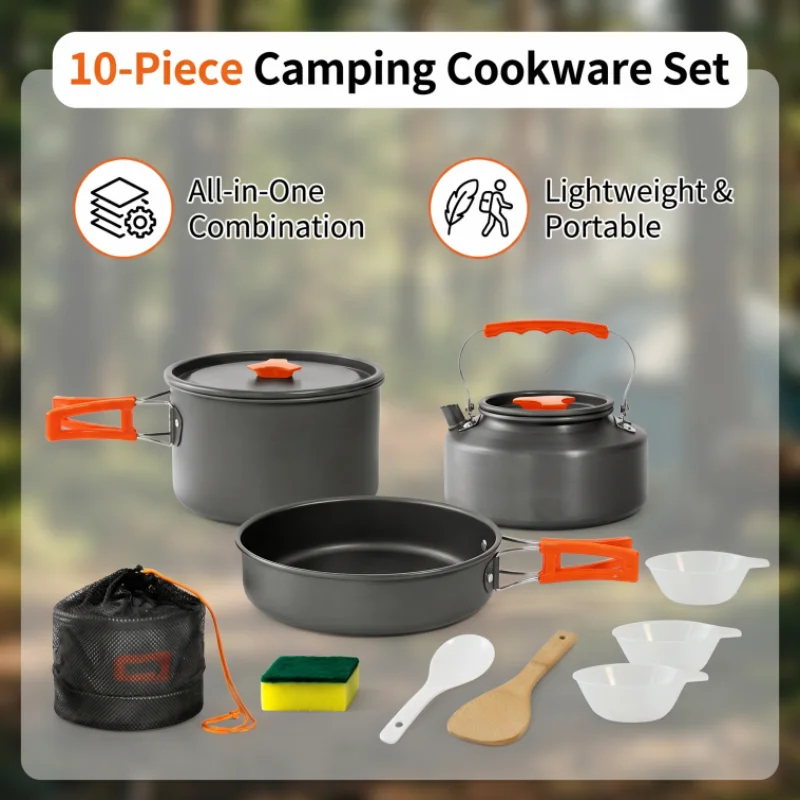 10PCS Ultralight Aluminum Camp - Camping Cooking One Pot ulasan dan harga