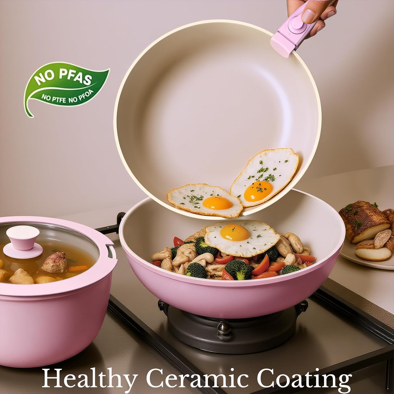 Pots and Pans Set Non Stick, C - Camping Cooking Set Detachable Handle ulasan dan harga