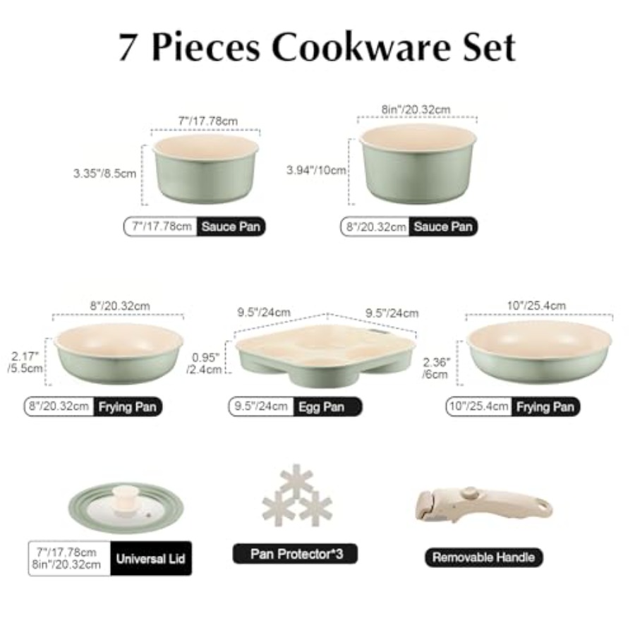 Ceramic Pots and Pans Set Non  - Camping Cooking Set Detachable Handle ulasan dan harga
