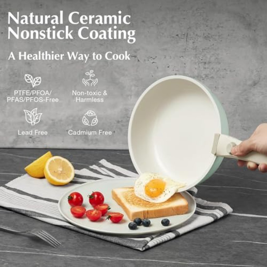 Ceramic Pots and Pans Set Non  - Camping Cooking Set Detachable Handle ulasan dan harga