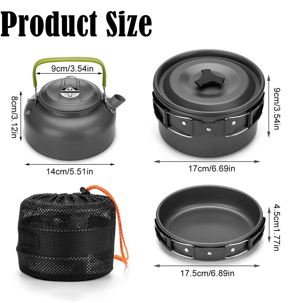 Aluminum Alloy Portable Outdoo - Camping Cooking Set With Kettle ulasan dan harga