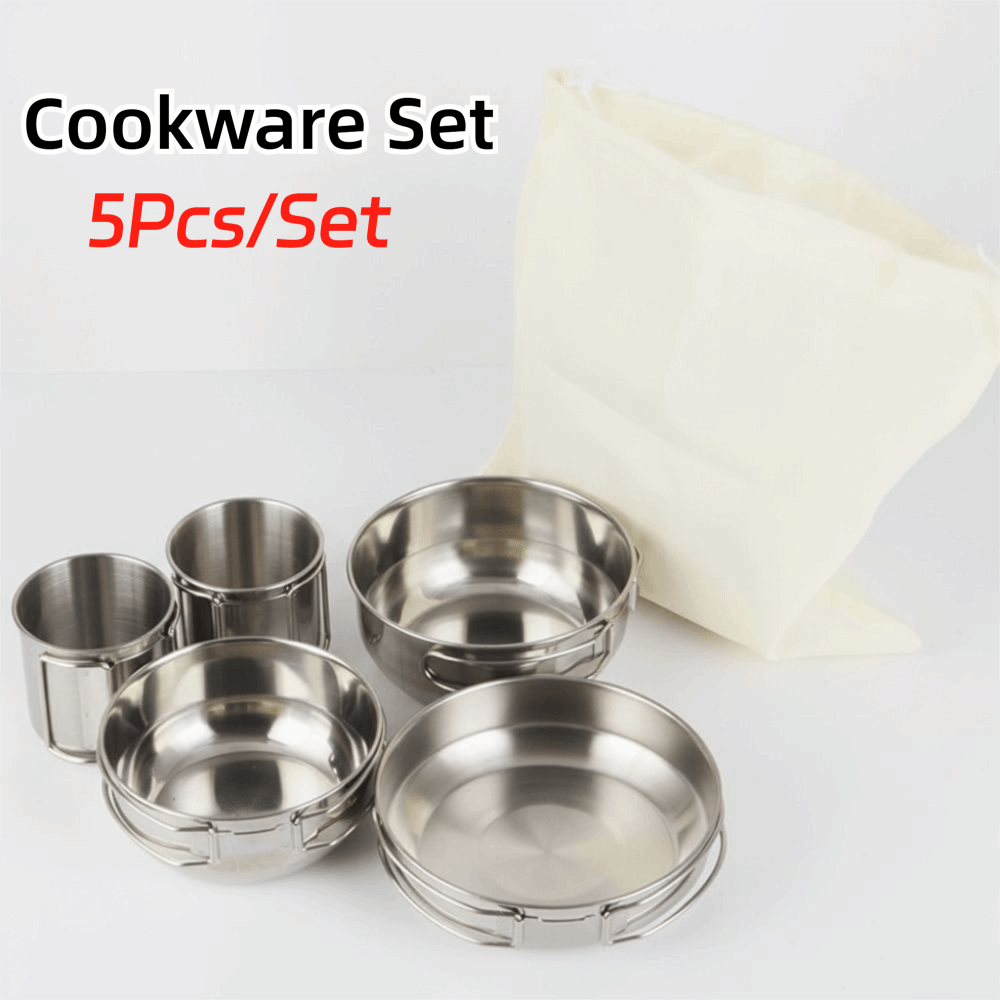 5Pcs 304 Stainless Steel Campi - Camping Cooking Set ulasan dan harga