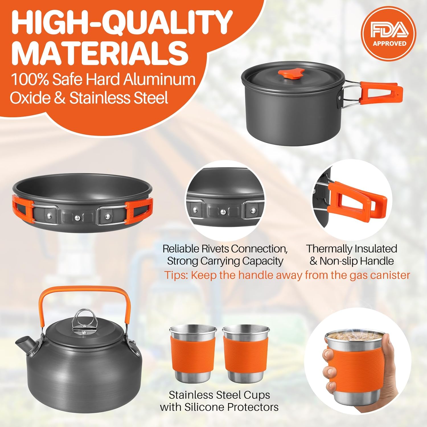 Non-Stick Camping Cookware Set - Camping Cooking Mess Kit ulasan dan harga