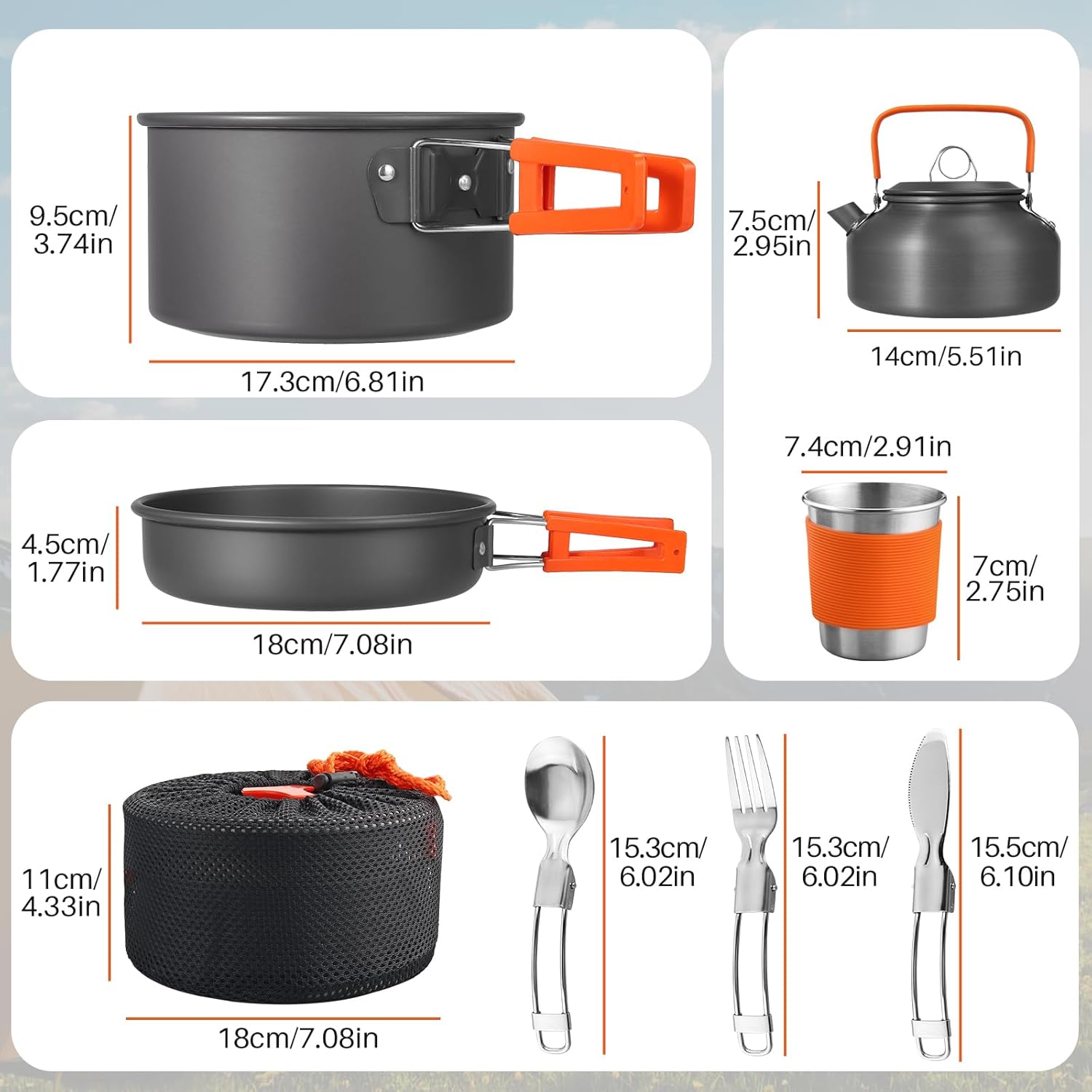 Non-Stick Camping Cookware Set - Camping Cooking Mess Kit ulasan dan harga