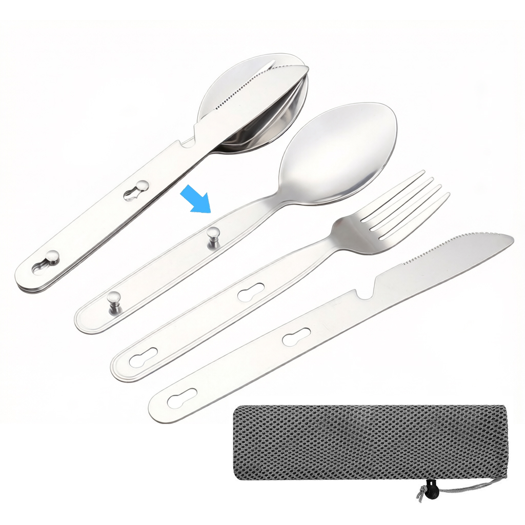3pcs/set Folding Spoon Fork Kn - Camping Cooking And Cutlery Set ulasan dan harga