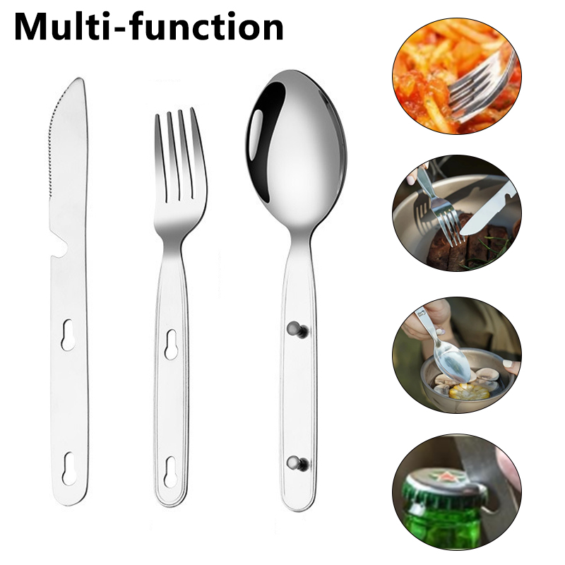 3pcs/set Folding Spoon Fork Kn - Camping Cooking And Cutlery Set ulasan dan harga