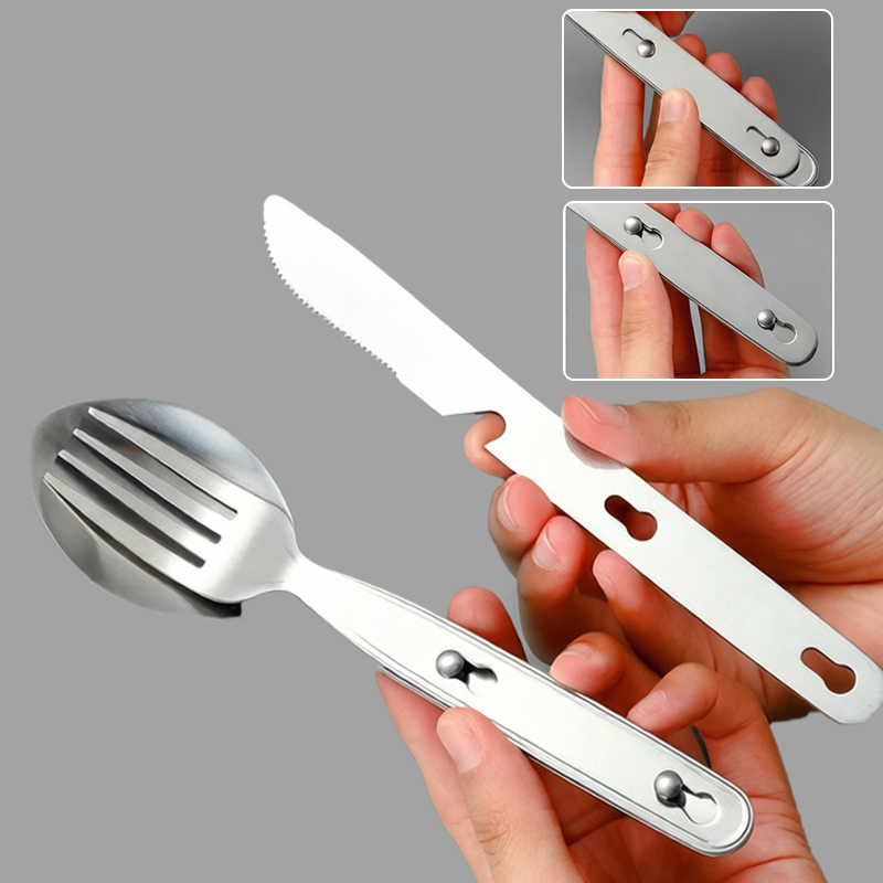3pcs/set Folding Spoon Fork Kn - Camping Cooking And Cutlery Set ulasan dan harga