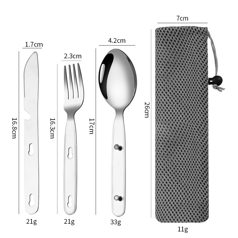 3pcs/set Folding Spoon Fork Kn - Camping Cooking And Cutlery Set ulasan dan harga