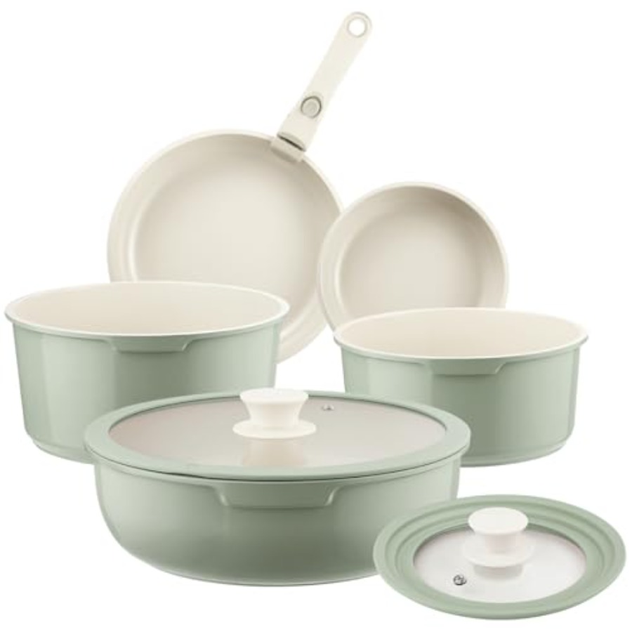Ceramic Pots and Pans Set Non  - Camping Cooking Set Detachable Handle ulasan dan harga