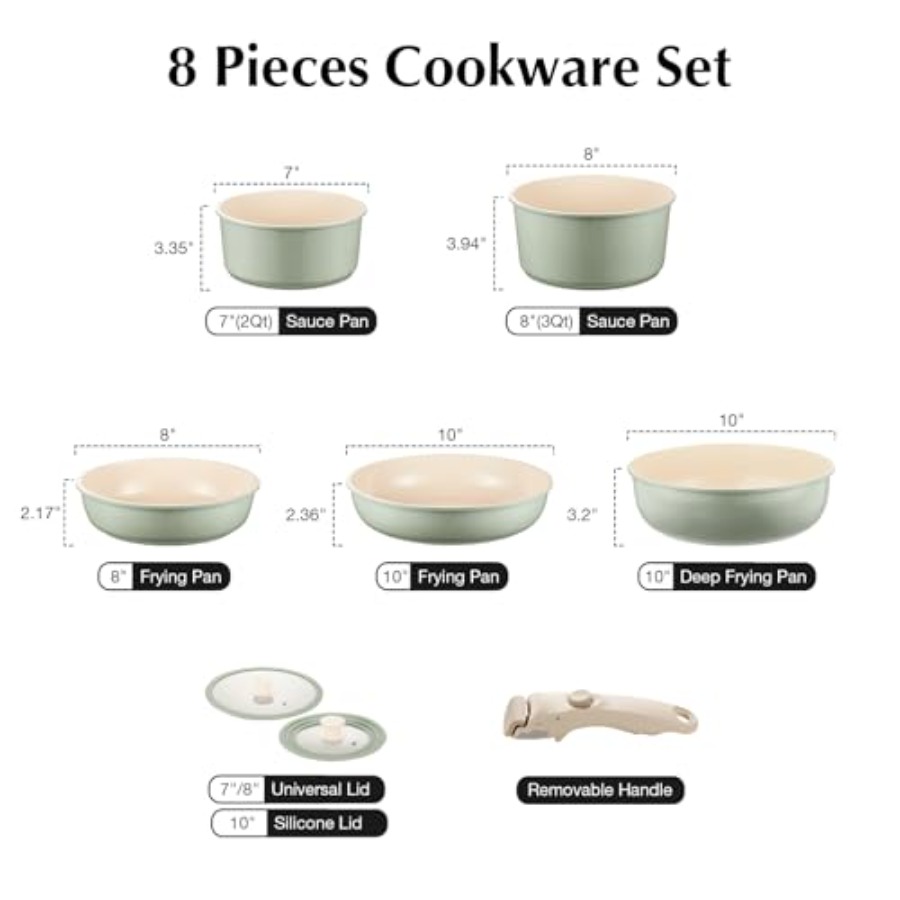 Ceramic Pots and Pans Set Non  - Camping Cooking Set Detachable Handle ulasan dan harga