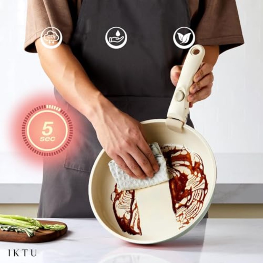 Ceramic Pots and Pans Set Non  - Camping Cooking Set Detachable Handle ulasan dan harga
