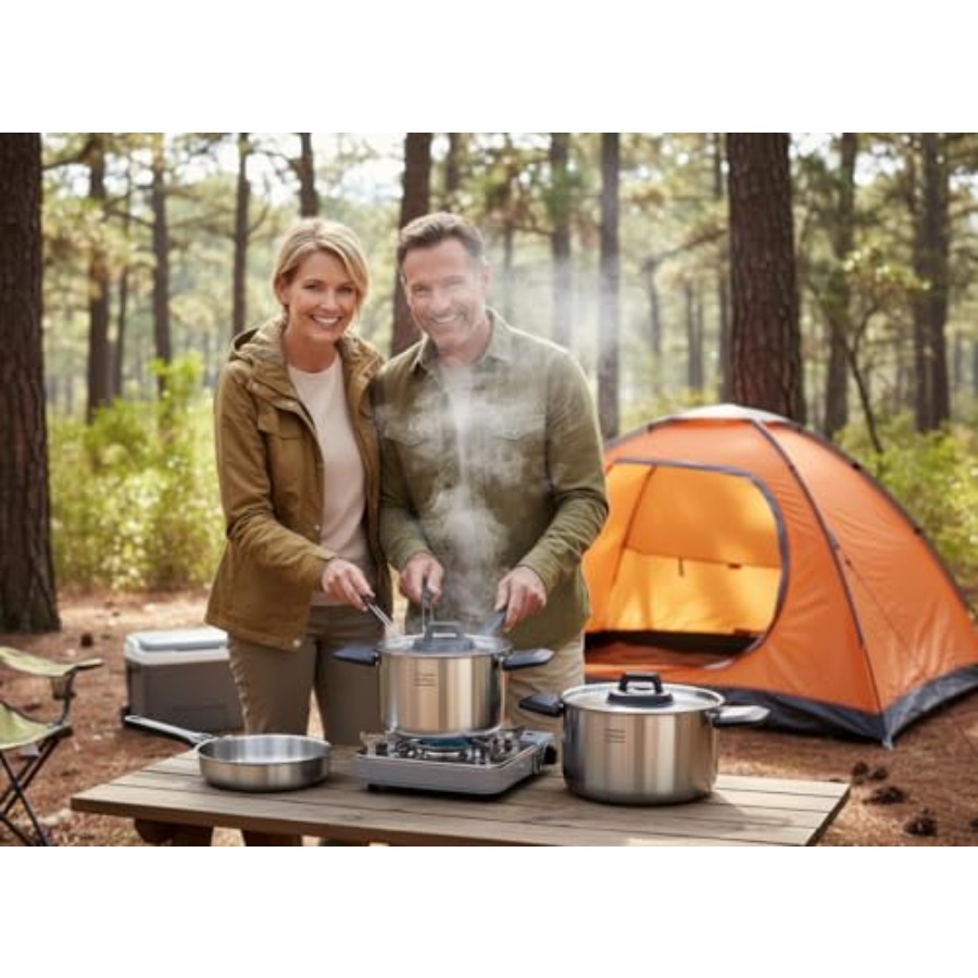 Stainless Steel Camping Kitche - Camping Cooking Set Detachable Handle ulasan dan harga