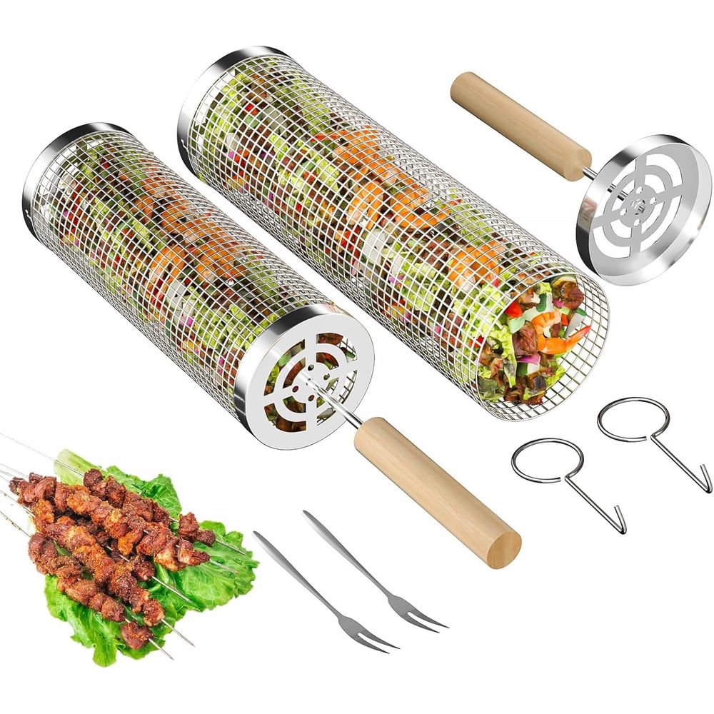 Set of 2 Stainless Steel BBQ G - Camping Cooking Set ulasan dan harga