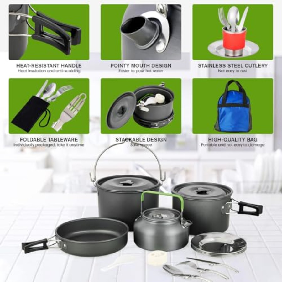 MEETSUN Camping Cookware Set - - Camping Cooking Set ulasan dan harga