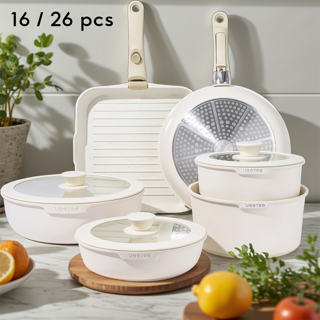 16/26pcs, Non-Stick Cookware S - Camping Cooking Set Detachable Handle ulasan dan harga
