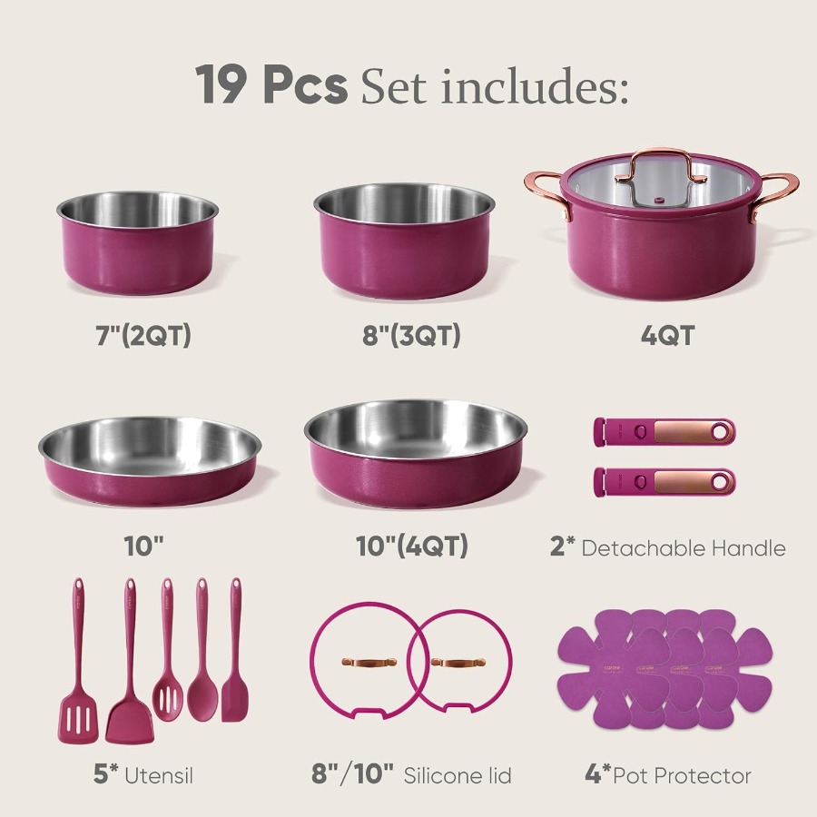 19pcs TriPly Stainless Steel C - Camping Cooking Set Detachable Handle ulasan dan harga