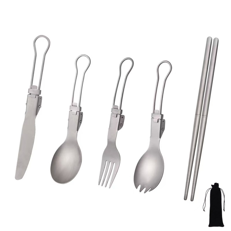 Titanium Foldable Utensil Set  - Camping Cooking And Cutlery Set ulasan dan harga