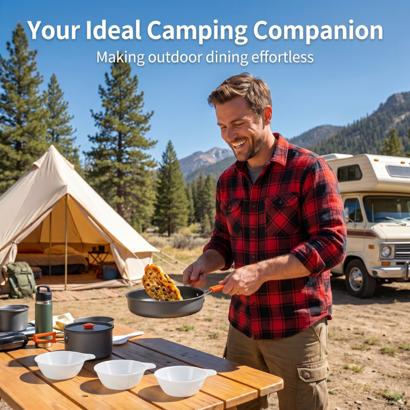 10PCS Ultralight Portable Alum - Camping Cooking Set With Kettle ulasan dan harga