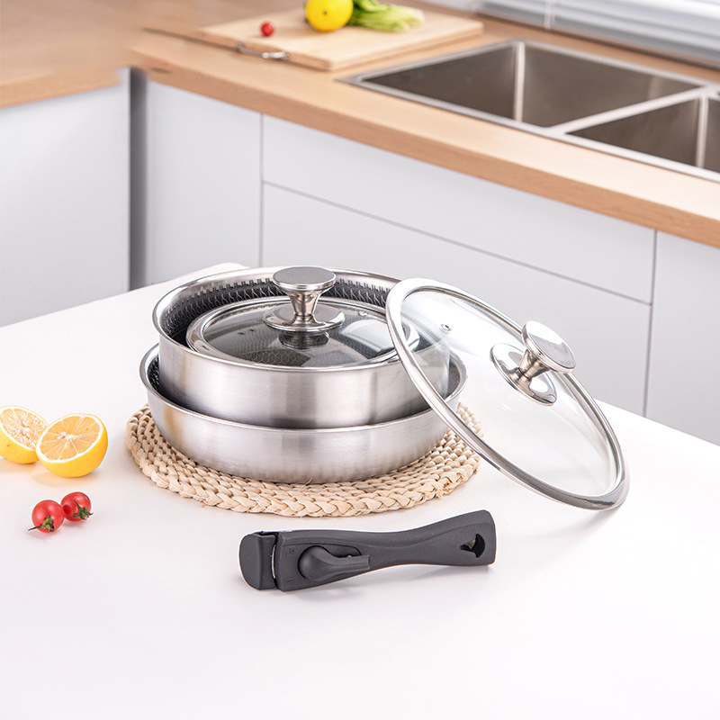 6 Pcs 3-ply Stainless Steel Co - Camping Cooking Set Detachable Handle ulasan dan harga