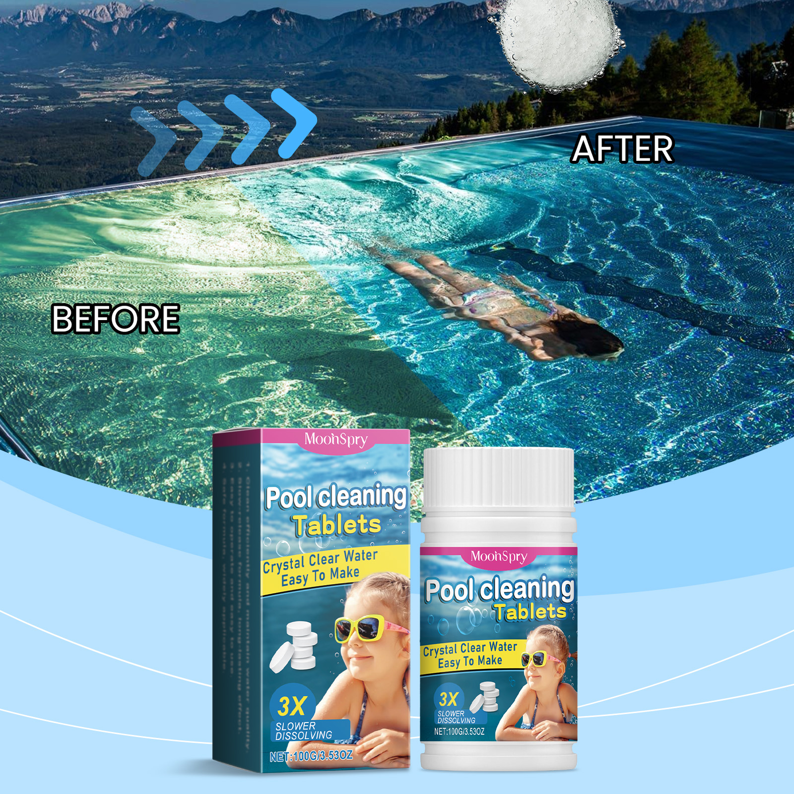 Home Pool Cleaning Slow-Releas - Water Purification Tablet ulasan dan harga