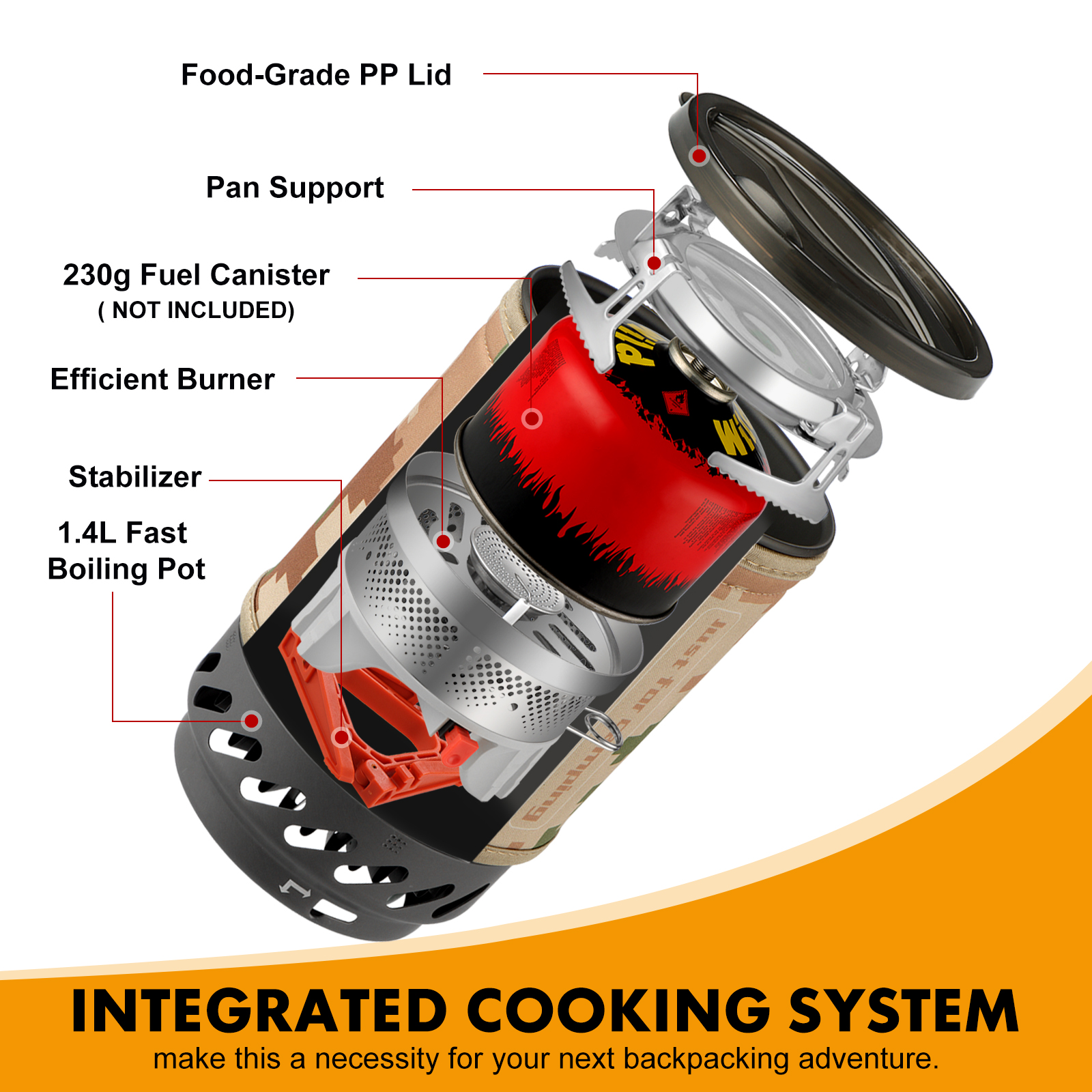 1.4L Portable Cooking System W - Camping Cooking One Pot ulasan dan harga