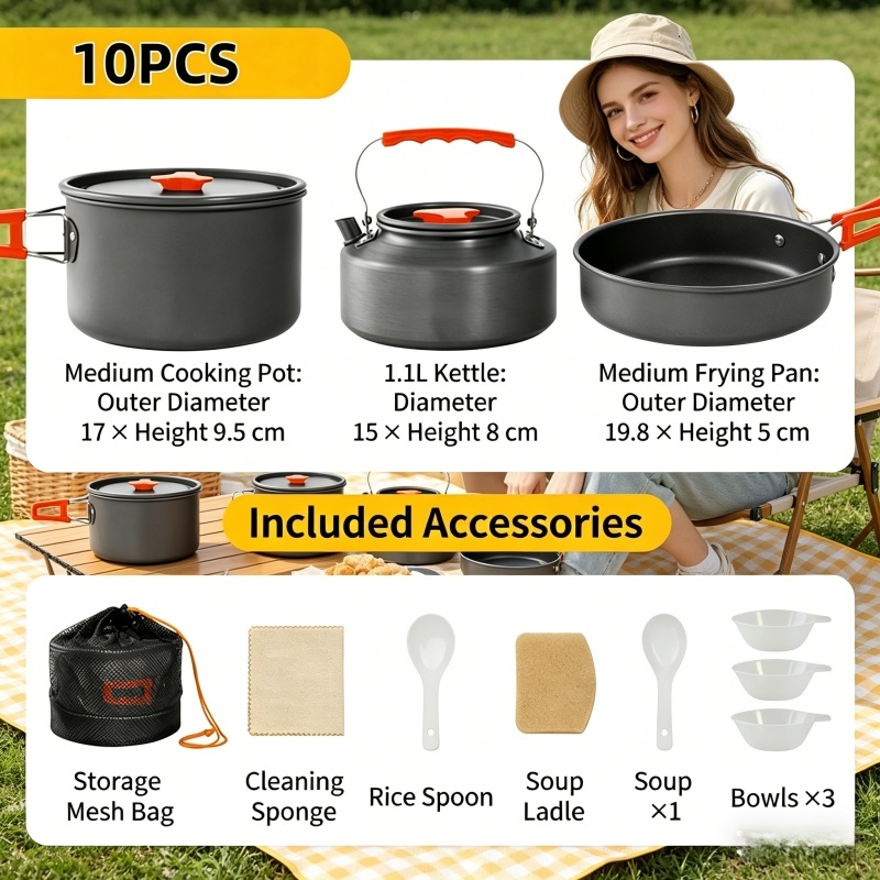 Home Household Camping Cookwar - Camping Cooking Set ulasan dan harga
