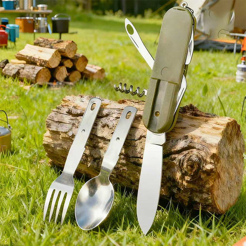 New Stainless Steel 7 In 1 Cam - Camping Cooking And Cutlery Set ulasan dan harga