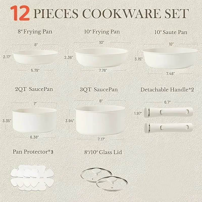 12pcs -in- Non-Stick Cookware  - Camping Cooking Set Detachable Handle ulasan dan harga
