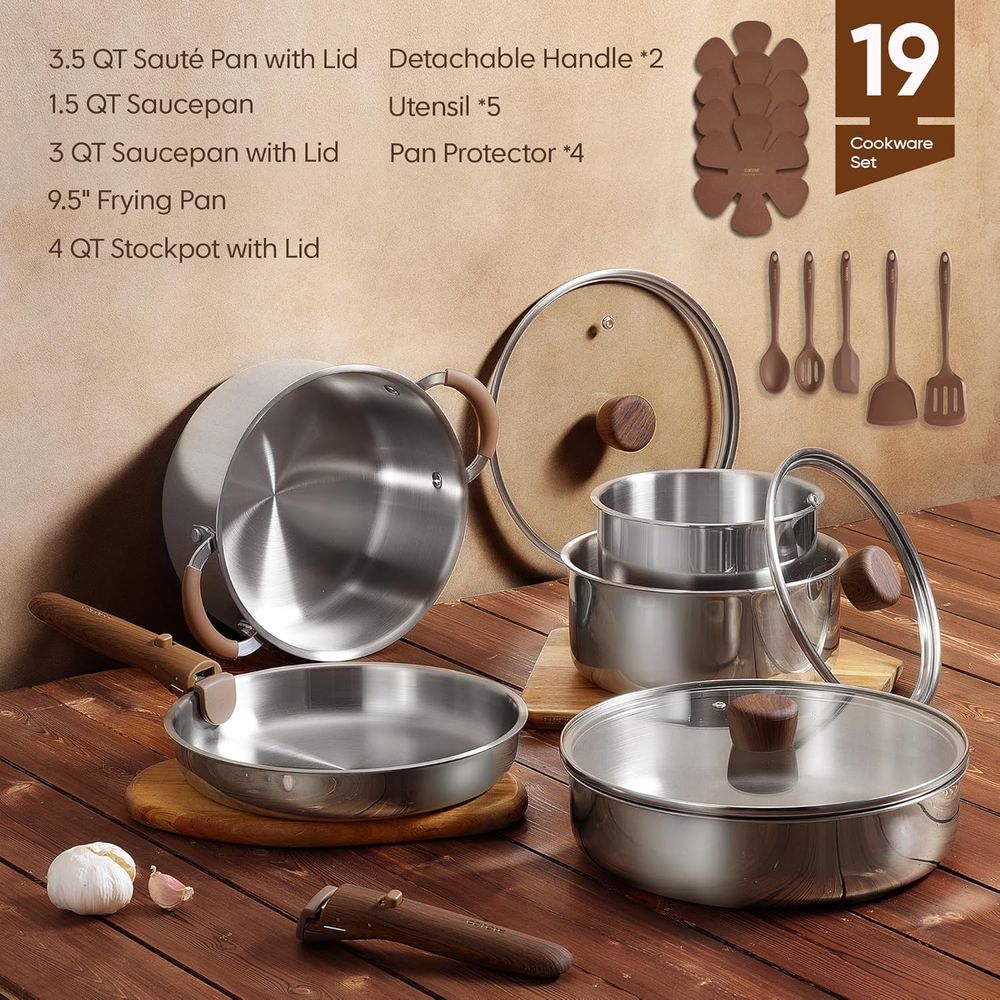 Detachable Handle Pots and Pan - Camping Cooking Set Detachable Handle ulasan dan harga