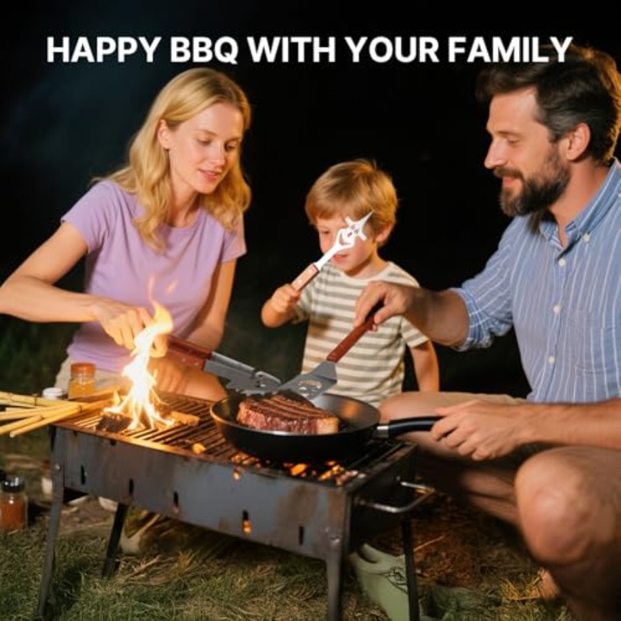 7 in 1 Stainless Steel BBQ Acc - Camping Cooking Set ulasan dan harga